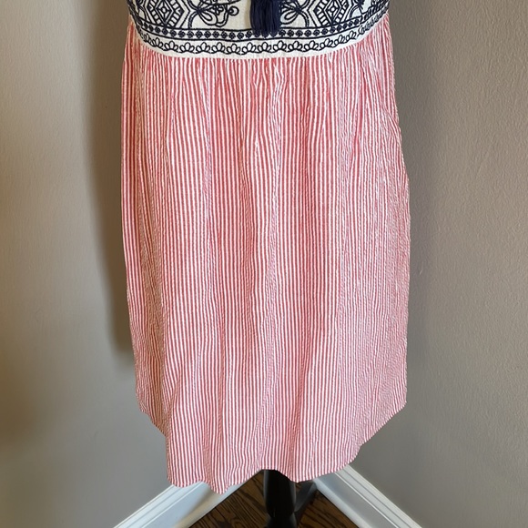 THML cotton linen dress striped embroidered with tassels - Picture 3 of 10